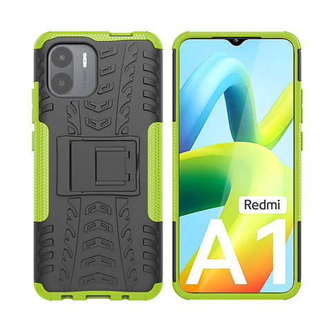 Funda Bumper Silicona y Plastico Mate Carcasa con Soporte JX2 para Xiaomi Poco C51 Verde