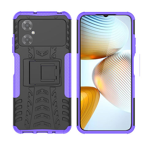 Funda Bumper Silicona y Plastico Mate Carcasa con Soporte JX2 para Xiaomi Poco M4 5G Morado