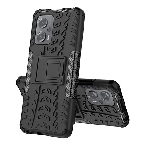 Funda Bumper Silicona y Plastico Mate Carcasa con Soporte JX2 para Xiaomi Poco X4 GT 5G Negro