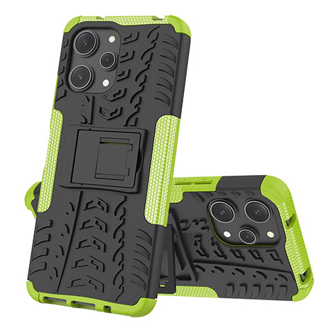 Funda Bumper Silicona y Plastico Mate Carcasa con Soporte JX2 para Xiaomi Redmi 12 4G Verde