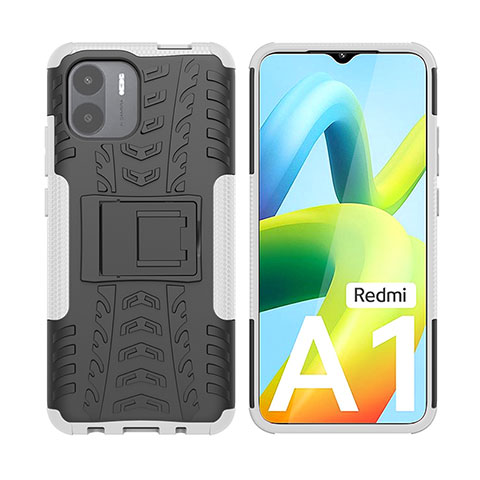 Funda Bumper Silicona y Plastico Mate Carcasa con Soporte JX2 para Xiaomi Redmi A2 Plus Plata