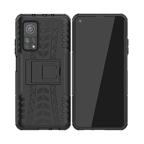 Funda Bumper Silicona y Plastico Mate Carcasa con Soporte JX2 para Xiaomi Redmi K30S 5G Negro