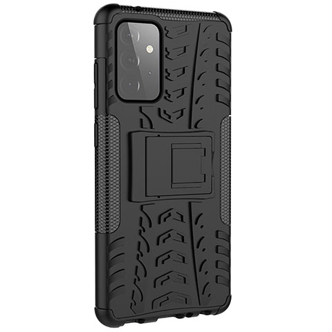 Funda Bumper Silicona y Plastico Mate Carcasa con Soporte JX3 para Samsung Galaxy A72 4G Negro