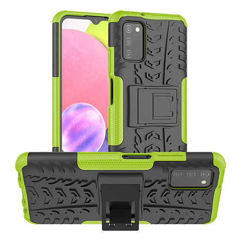 Funda Bumper Silicona y Plastico Mate Carcasa con Soporte JX3 para Samsung Galaxy F02S SM-E025F Verde