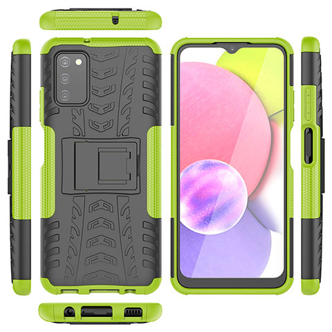 Funda Bumper Silicona y Plastico Mate Carcasa con Soporte JX5 para Samsung Galaxy F02S SM-E025F Verde