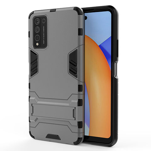 Funda Bumper Silicona y Plastico Mate Carcasa con Soporte KC1 para Huawei Honor 10X Lite Gris