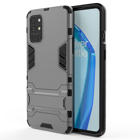 Funda Bumper Silicona y Plastico Mate Carcasa con Soporte KC1 para OnePlus 9R 5G Gris