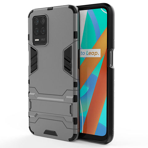 Funda Bumper Silicona y Plastico Mate Carcasa con Soporte KC1 para Realme 8s 5G Gris