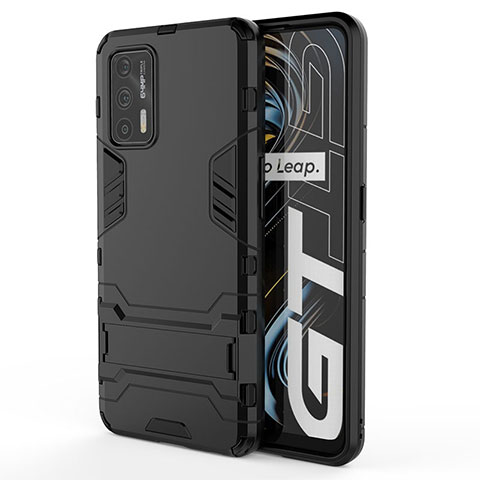 Funda Bumper Silicona y Plastico Mate Carcasa con Soporte KC1 para Realme GT 5G Negro