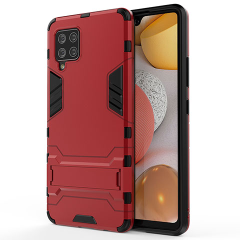 Funda Bumper Silicona y Plastico Mate Carcasa con Soporte KC1 para Samsung Galaxy A42 5G Rojo