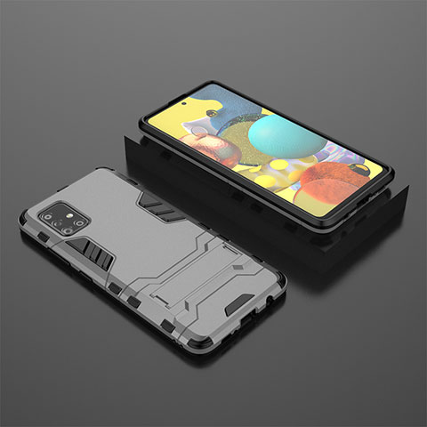 Funda Bumper Silicona y Plastico Mate Carcasa con Soporte KC1 para Samsung Galaxy A51 5G Gris