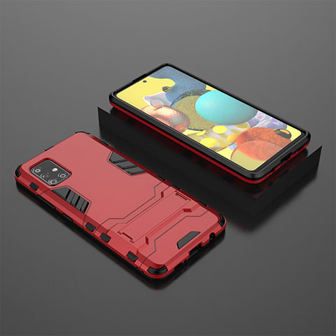 Funda Bumper Silicona y Plastico Mate Carcasa con Soporte KC1 para Samsung Galaxy M40S Rojo