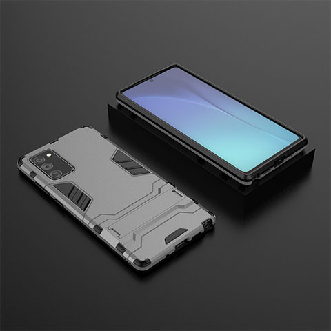 Funda Bumper Silicona y Plastico Mate Carcasa con Soporte KC1 para Samsung Galaxy Note 20 5G Gris