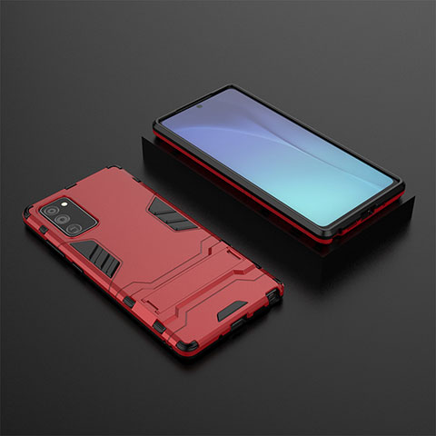 Funda Bumper Silicona y Plastico Mate Carcasa con Soporte KC1 para Samsung Galaxy Note 20 5G Rojo