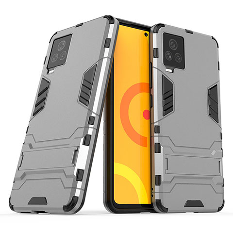 Funda Bumper Silicona y Plastico Mate Carcasa con Soporte KC1 para Vivo iQOO 7 Legend 5G Gris