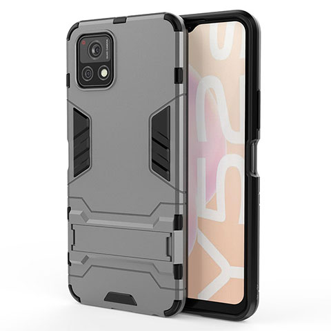 Funda Bumper Silicona y Plastico Mate Carcasa con Soporte KC1 para Vivo Y31s 5G Gris