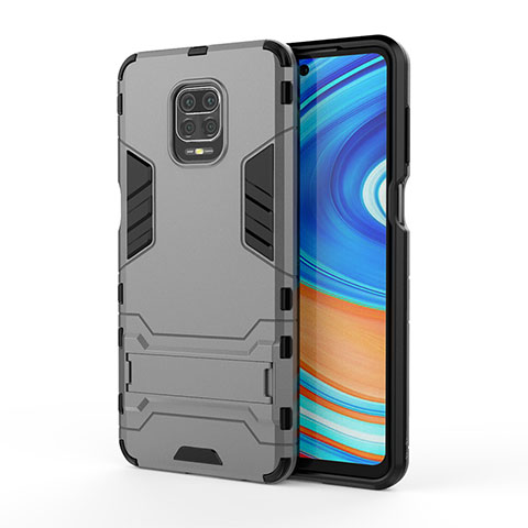 Funda Bumper Silicona y Plastico Mate Carcasa con Soporte KC1 para Xiaomi Poco M2 Pro Gris