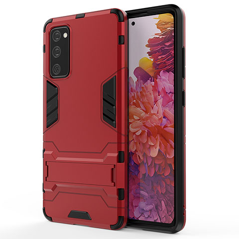 Funda Bumper Silicona y Plastico Mate Carcasa con Soporte KC2 para Samsung Galaxy S20 FE 5G Rojo