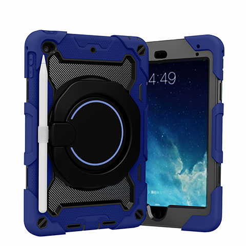 Funda Bumper Silicona y Plastico Mate Carcasa con Soporte L02 para Apple iPad Mini 5 (2019) Azul