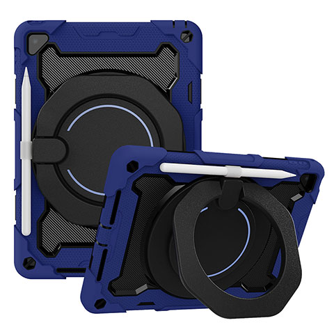 Funda Bumper Silicona y Plastico Mate Carcasa con Soporte L02 para Apple New iPad 9.7 (2017) Azul