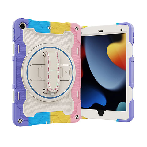 Funda Bumper Silicona y Plastico Mate Carcasa con Soporte L03 para Apple iPad 10.2 (2019) Morado