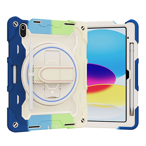 Funda Bumper Silicona y Plastico Mate Carcasa con Soporte L03 para Apple iPad 10.9 (2022) Azul