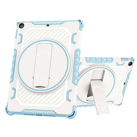 Funda Bumper Silicona y Plastico Mate Carcasa con Soporte L03 para Apple New iPad 9.7 (2018) Azul Cielo