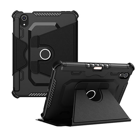 Funda Bumper Silicona y Plastico Mate Carcasa con Soporte L04 para Apple iPad Mini 6 Negro