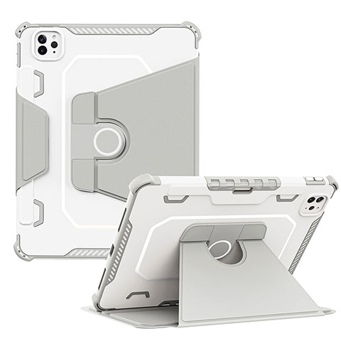 Funda Bumper Silicona y Plastico Mate Carcasa con Soporte L04 para Apple iPad Pro 11 (2021) Gris