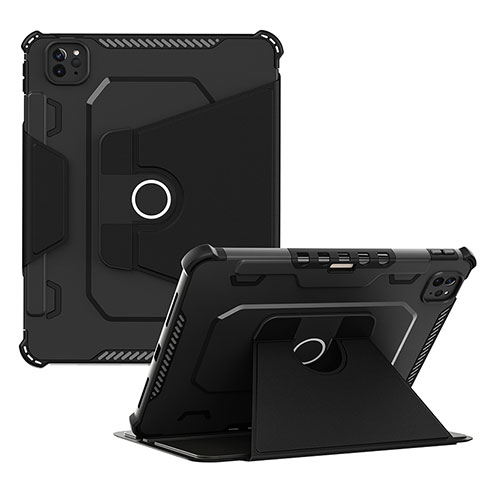 Funda Bumper Silicona y Plastico Mate Carcasa con Soporte L04 para Apple iPad Pro 11 (2021) Negro