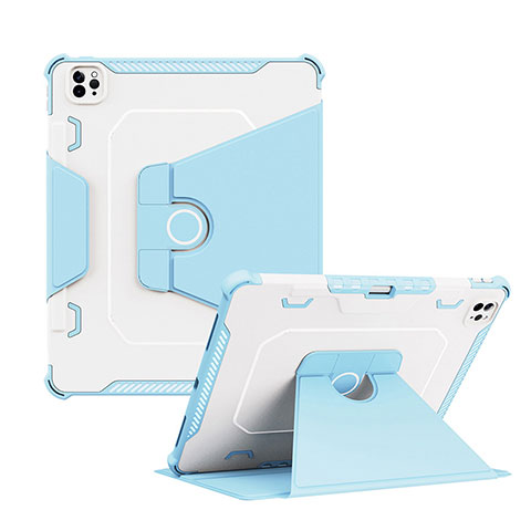 Funda Bumper Silicona y Plastico Mate Carcasa con Soporte L04 para Apple iPad Pro 12.9 (2022) Azul