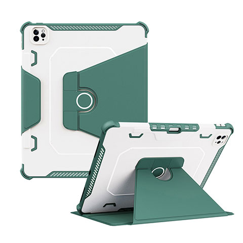 Funda Bumper Silicona y Plastico Mate Carcasa con Soporte L04 para Apple iPad Pro 12.9 (2022) Verde