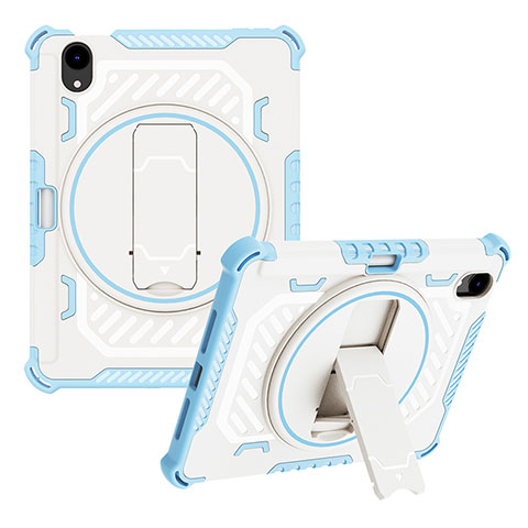 Funda Bumper Silicona y Plastico Mate Carcasa con Soporte L06 para Apple iPad Mini 6 Azul