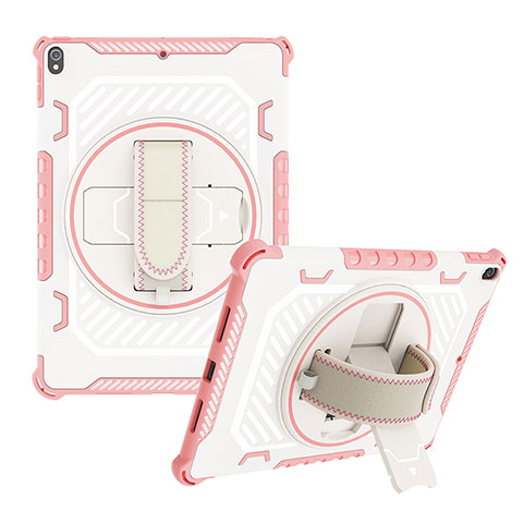 Funda Bumper Silicona y Plastico Mate Carcasa con Soporte L06 para Apple iPad Pro 10.5 Oro Rosa