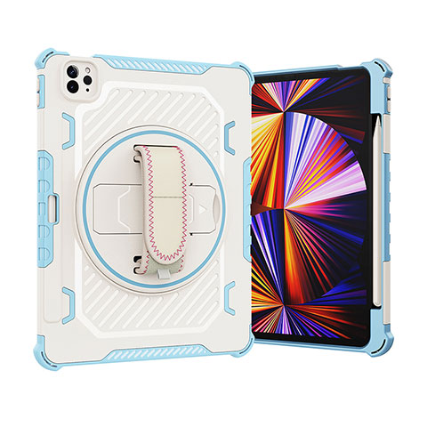 Funda Bumper Silicona y Plastico Mate Carcasa con Soporte L07 para Apple iPad Pro 11 (2021) Azul