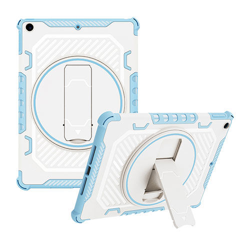 Funda Bumper Silicona y Plastico Mate Carcasa con Soporte L08 para Apple iPad 10.2 (2019) Azul