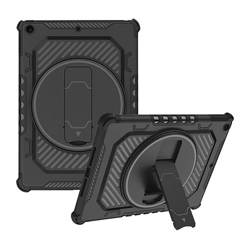 Funda Bumper Silicona y Plastico Mate Carcasa con Soporte L08 para Apple iPad 10.2 (2020) Negro