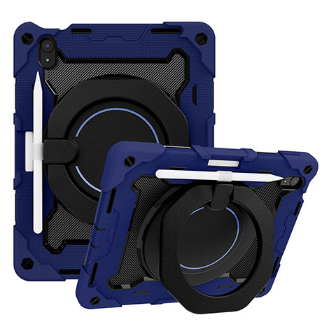 Funda Bumper Silicona y Plastico Mate Carcasa con Soporte L10 para Apple iPad 10.9 (2022) Azul