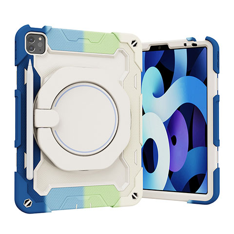 Funda Bumper Silicona y Plastico Mate Carcasa con Soporte L13 para Apple iPad Pro 11 (2022) Azul Cielo