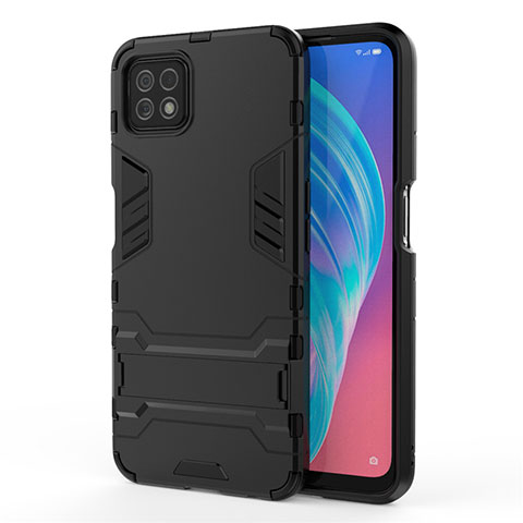 Funda Bumper Silicona y Plastico Mate Carcasa con Soporte M01 para Oppo A72 5G Negro