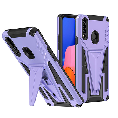 Funda Bumper Silicona y Plastico Mate Carcasa con Soporte MQ1 para Samsung Galaxy A20s Morado