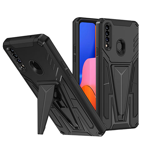 Funda Bumper Silicona y Plastico Mate Carcasa con Soporte MQ1 para Samsung Galaxy A20s Negro