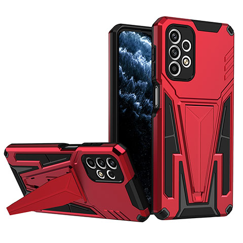 Funda Bumper Silicona y Plastico Mate Carcasa con Soporte MQ1 para Samsung Galaxy A23 4G Rojo