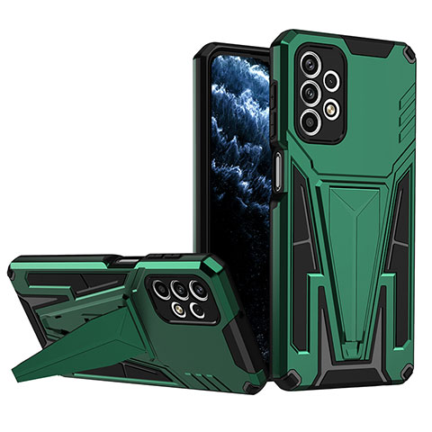 Funda Bumper Silicona y Plastico Mate Carcasa con Soporte MQ1 para Samsung Galaxy A23 4G Verde