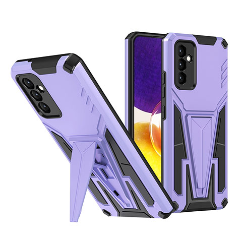 Funda Bumper Silicona y Plastico Mate Carcasa con Soporte MQ1 para Samsung Galaxy A24 4G Morado