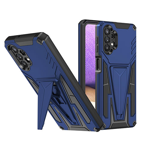 Funda Bumper Silicona y Plastico Mate Carcasa con Soporte MQ1 para Samsung Galaxy A32 4G Azul