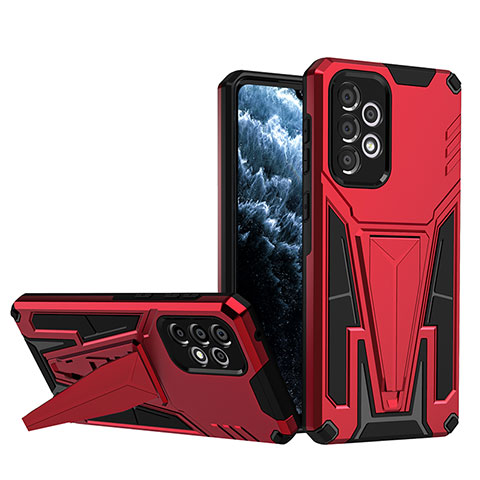 Funda Bumper Silicona y Plastico Mate Carcasa con Soporte MQ1 para Samsung Galaxy A33 5G Rojo