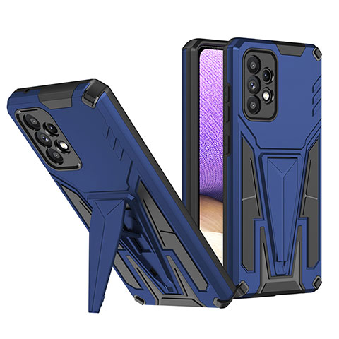 Funda Bumper Silicona y Plastico Mate Carcasa con Soporte MQ1 para Samsung Galaxy A52 4G Azul