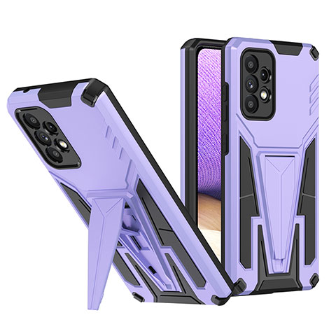 Funda Bumper Silicona y Plastico Mate Carcasa con Soporte MQ1 para Samsung Galaxy A52 5G Morado