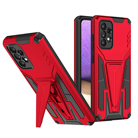 Funda Bumper Silicona y Plastico Mate Carcasa con Soporte MQ1 para Samsung Galaxy A52 5G Rojo